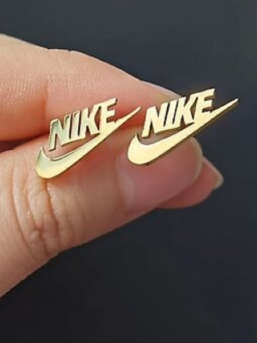 Gold Nike Earrings - Nike + Swoosh Earrings - Gold Studs - Gold Plated - Unisex